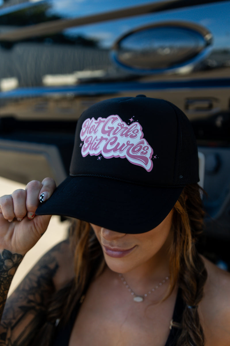 Hot Girls Hit Curbs Black Foam Trucker Hat